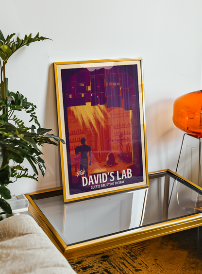 Alien David's Lab Inspired Travel Poster