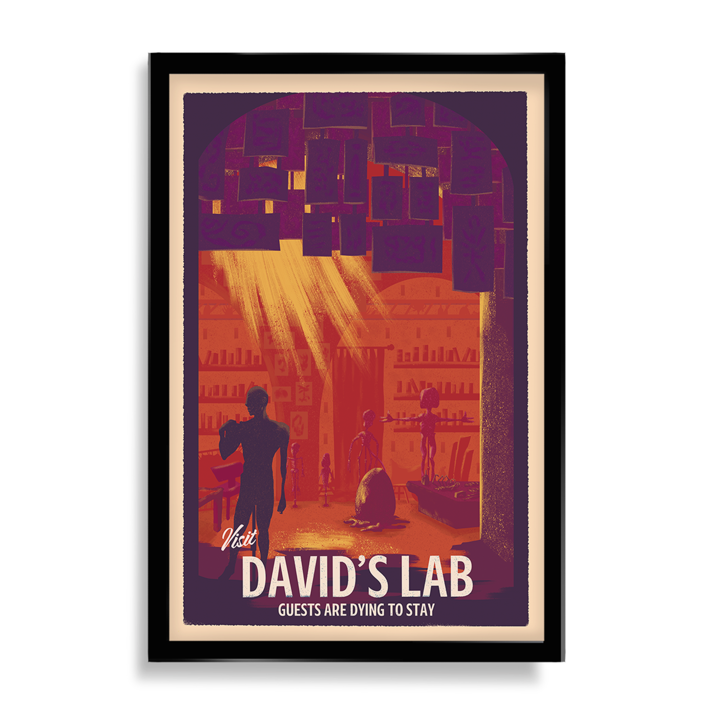 Alien David's Lab Inspired Travel Poster