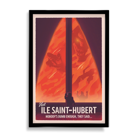 Jurassic Park Ile Saint-Hubert Inspired Travel Poster